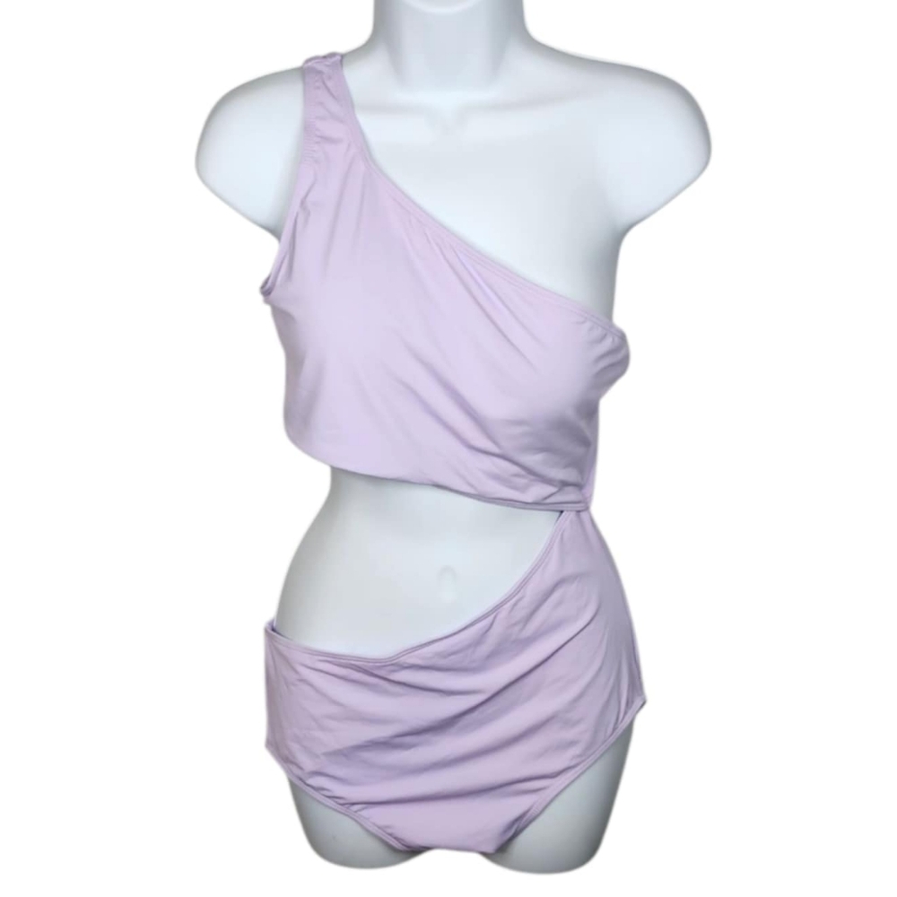 Younique Purple One Shoulder High Waisted One Piece Size Large